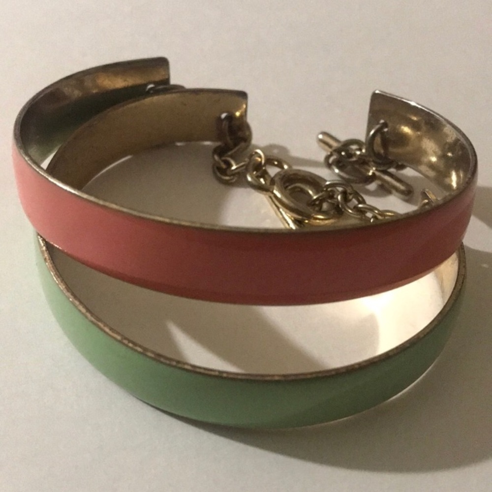 Topshop Pastel coral and green bracelets